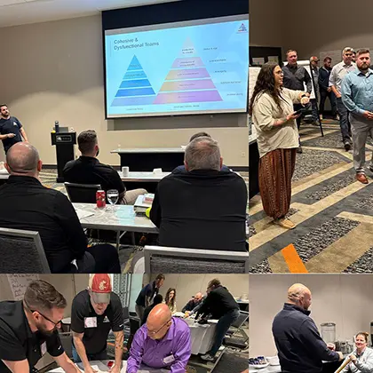 A collage of images of colleagues attending a training event.
